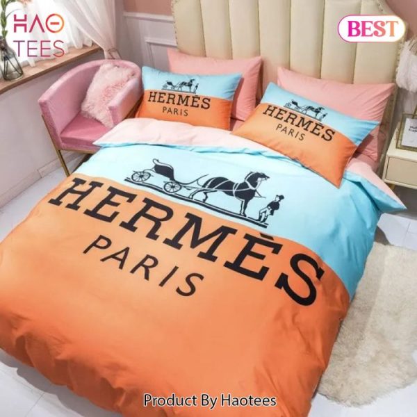 Hermes Paris Orange Luxury Brand Premium Bedding Set Bedspread Duvet Cover Set Home Decor