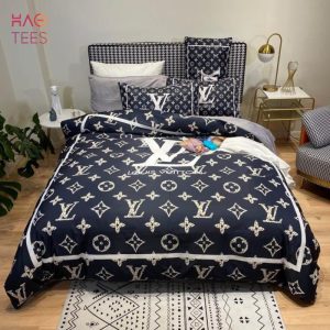 LV Navy Leopard Bedding Set