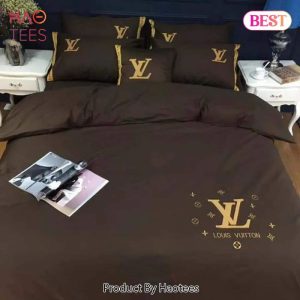 Louis Vuitton Basic Golden Logo Brown Luxury Brand Bedding Set Duvet Cover Home Decor