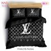 Louis Vuitton Black Luxury Brand Fashion Premium Bedding Set Bedspread Duvet Cover Set