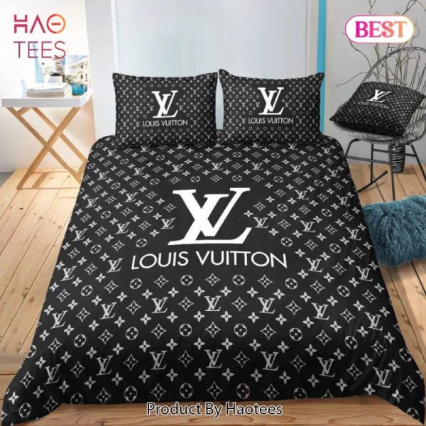 Louis Vuitton Black New Hot Logo Luxury Brand High-End Bedding Set Home Decor