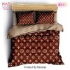 Louis Vuitton Red Brown Luxury Brand Fashion Premium Bedding Set Bedspread Duvet Cover Set