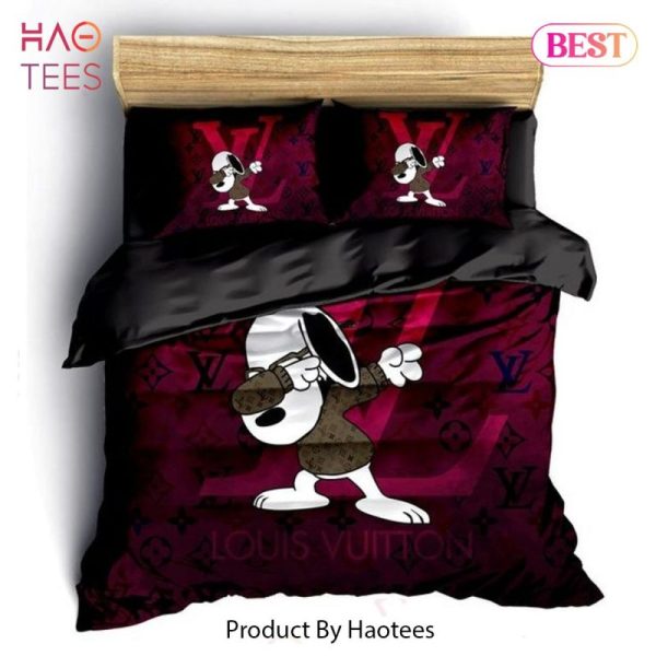 Louis Vuitton Snoopy Luxury Brand Fashion Bedding Set Bedspread Duvet Cover Set