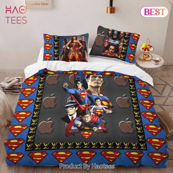 Louis Vuitton Superman Logo Edition Luxury Brand High-End Bedding Set LV Home Decor