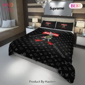 Louis Vuitton Supreme Rabbit Black Luxury Brand Bedding Set Duvet Cover Home Decor Special Gift