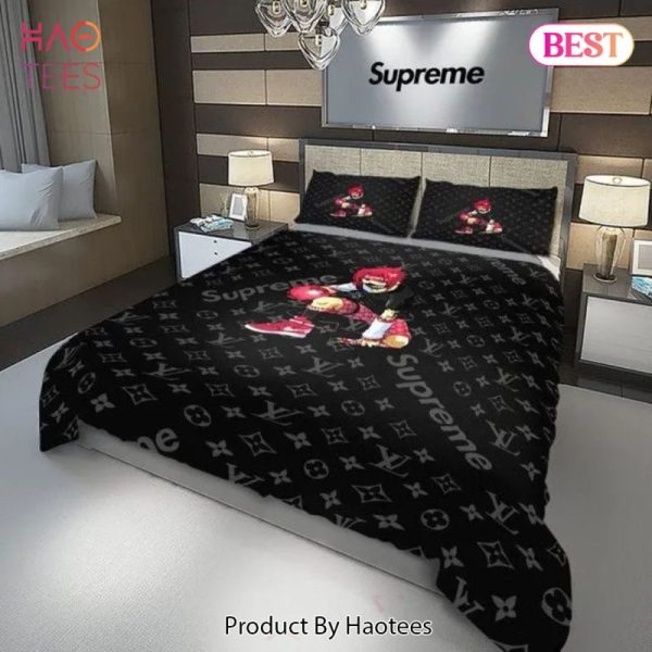 Louis Vuitton Supreme Red Sasuke Luxury Brand High-End Bedding Set Home Decor