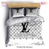 Louis Vuitton White Luxury Brand Fashion Premium Bedding Set Bedspread Duvet Cover Set