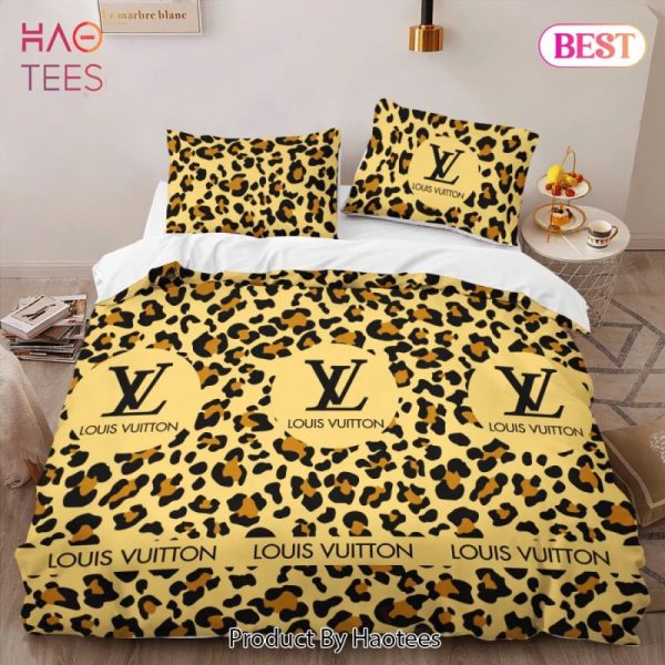 Louis Vuitton Yellow Limited Edition Luxury Brand Bedding Set Bedspread Duvet Cover Set Home Decor