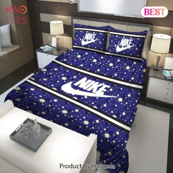 Nike Blue Fashion Luxury Brand Premium Bedding Set Home Decor