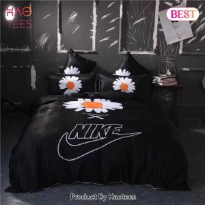 Nike Flowers Black Luxury Brand Bedding Set Duvet Cover Home Decor