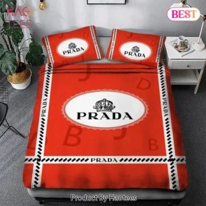 Prada Orange Luxury Brand Premium Bedding Set Bedspread Duvet Cover Set Home Decor