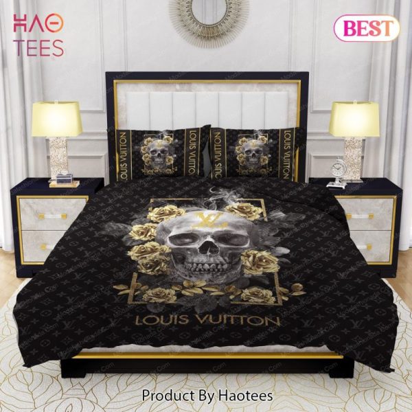 Skull And Yellow Rose Louis Vuitton Bedding Sets Bed Sets