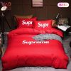 Supreme White Logo Red Luxury Brand Bedding Set Duvet Cover Home Decor Special Gift