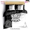 Versace Black And White Full Fashion Logo Luxury Brand Premium Bedding Set Home Decor