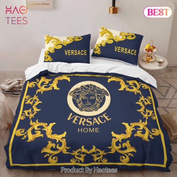 Versace Blue Limited Edition Luxury Brand High-End Bedding Set Home Decor