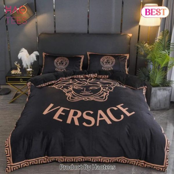 Versace Bronze Luxury Brand Premium Bedding Set Bedspread Duvet Cover Set Home Decor