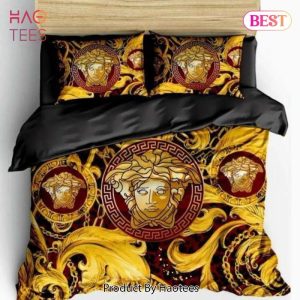 Versace Golden Logo Luxury Brand High-End Bedding Set Home Decor