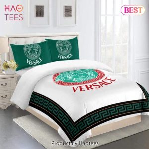 Versace Green Medusa White Luxury Brand Bedding Set Bedspread Duvet Cover Set Home Decor