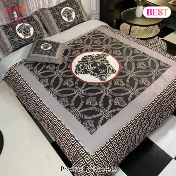 Versace Grey Luxury Brand Premium Bedding Set Duvet Cover Home Decor