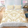 Versace Medusa Golden Pattern White Luxury Brand Bedding Set Duvet Cover Home Decor