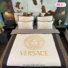 Versace White Golden Logo Luxury Brand Bedding Set Home Decor