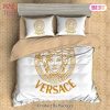 Versace White Golden Logo Luxury Brand High-End Bedding Set Home Decor