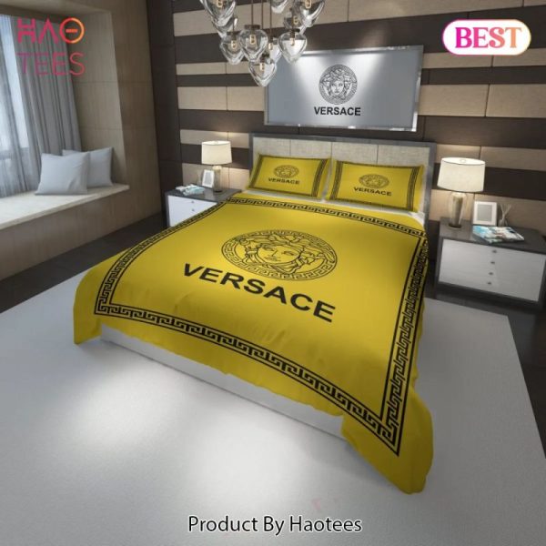 Versace Yellow Fashion Luxury Brand Bedding Set Bedspread Duvet Cover Set