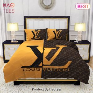 Yellow and Brown Background Louis Vuitton Bedding Sets Bed Sets