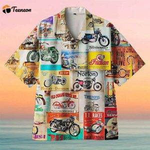 Amazing Retro Morcycle Wall Hawaiian Shirt Gift For Men And Women