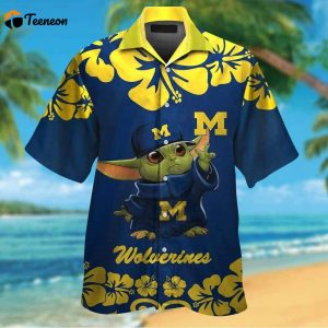 Baby Yoda Star Wa Loves Michigan Wolverines Hawaiian Shirt Gift For Men And Women