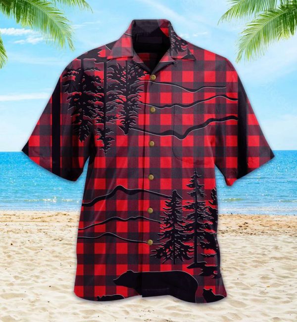 Bear Buffalo Check Hawaiian Shirt 3D Summer Gifts