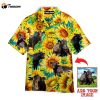 Black Angus Cattle Lovers Sunflower Watercolor Hawaiian Shirt