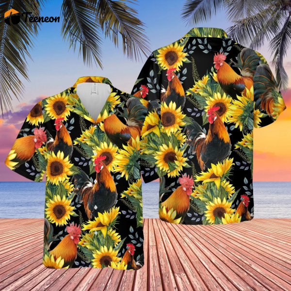 Bobsgardens Chicken Sunflower Hawaiian Shirt