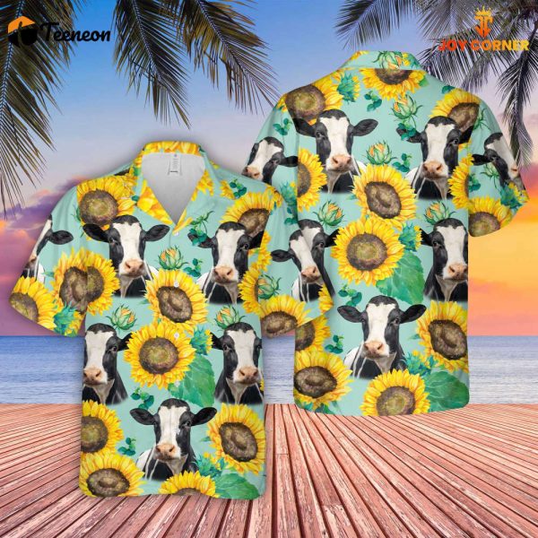 Bobsgardens Holstein Sunflowers Floral Farm 3D Hawaiian Shirt