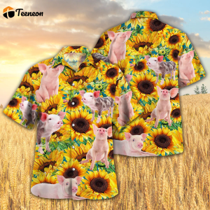 Bobsgardens Sunflower Pig All Printed 3D Hawaiian Shirt