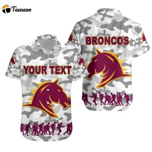 Brisbane Broncos Hawaiian Shirt Anzac Day Camouflage Vibes White K8