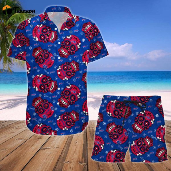 Buffalo Bills NFL SKull Hawaiian Shirt And Short