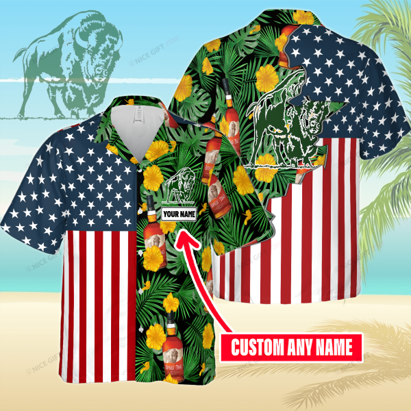 Buffalo Trace American Flag Your Name Hawaiian  Shirt