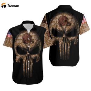 Camouflage Skull Cleveland Browns American Flag Hawaiian Shirt