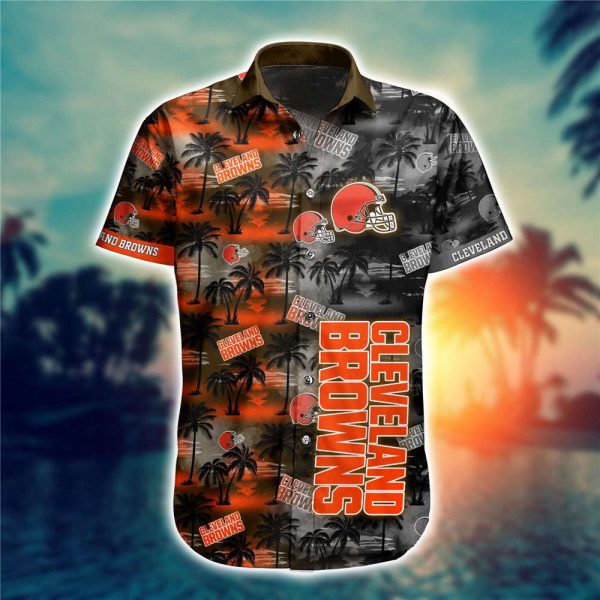 Cleveland Browns Hawaiian Shirt Palm Tree Pattern