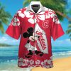 Cleveland Indians Mickey Mouse Short Sleeve Button Up Tropical Aloha Hawaiian Shirt Set for Men Women Kids