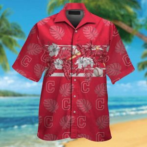 Cleveland Indians Short Sleeve Button Up Tropical Aloha Hawaiian Shirt Set for Men Women Gift for Fans