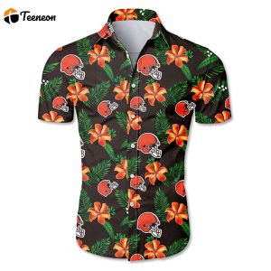 Cleveland browns tropical flower Hawaiian Beach Shirt