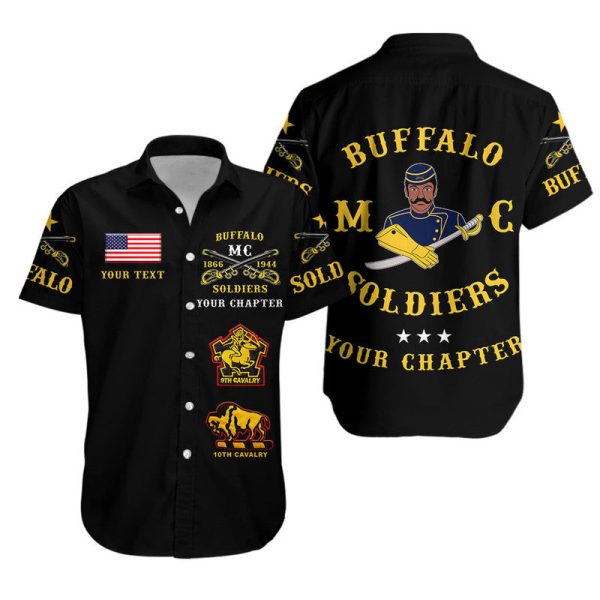 Custom Personalized Buffalo Soldiers Motorcycle Club BSMC Hawaiian Shirt Original Style – Black