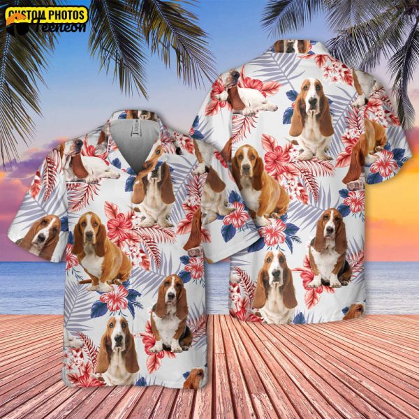 Custom Photo Basset Hound Hawaiian Shirt