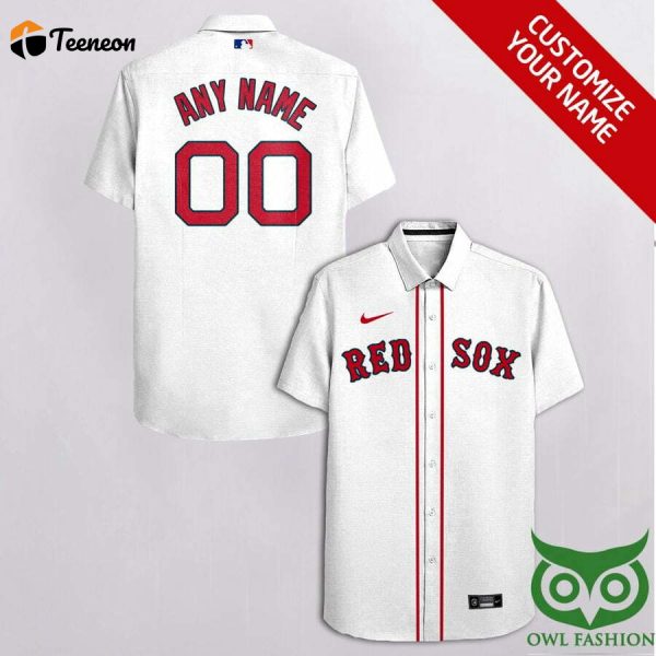 Customized Boston Red Sox White With Red Hawaiian Shirt For Men Women