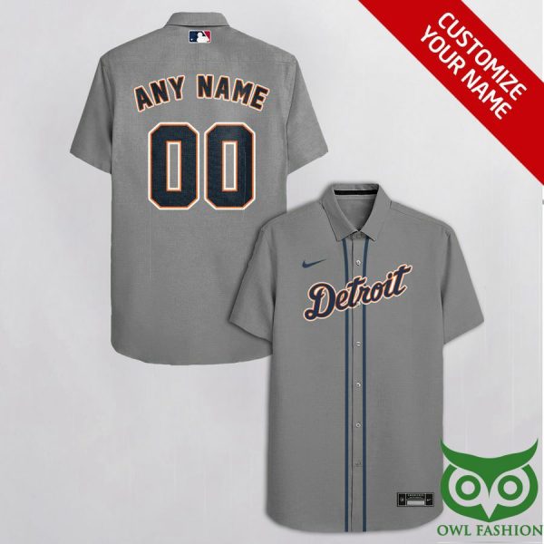 Customized Detroit Tigers Gray With Peacock Blue Hawaiian Shirt