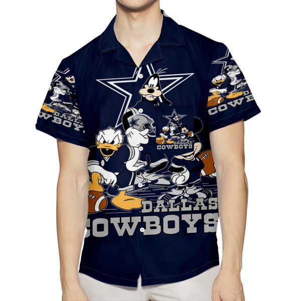 Dallas Cowboys Mickey Donald Goofy 3D All Over Print Summer Beach Hawaiian Shirt With Pocket