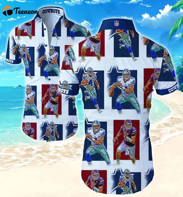 Dallas Cowboys Prescott 4 Graphic Hawaiian Shirt