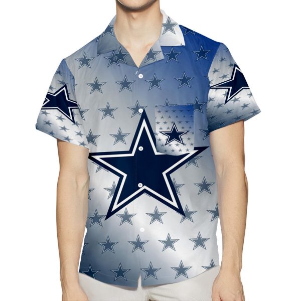 Dallas Cowboys Small Stars Behind 3D All Over Print Summer Beach Hawaiian Shirt With Pocket